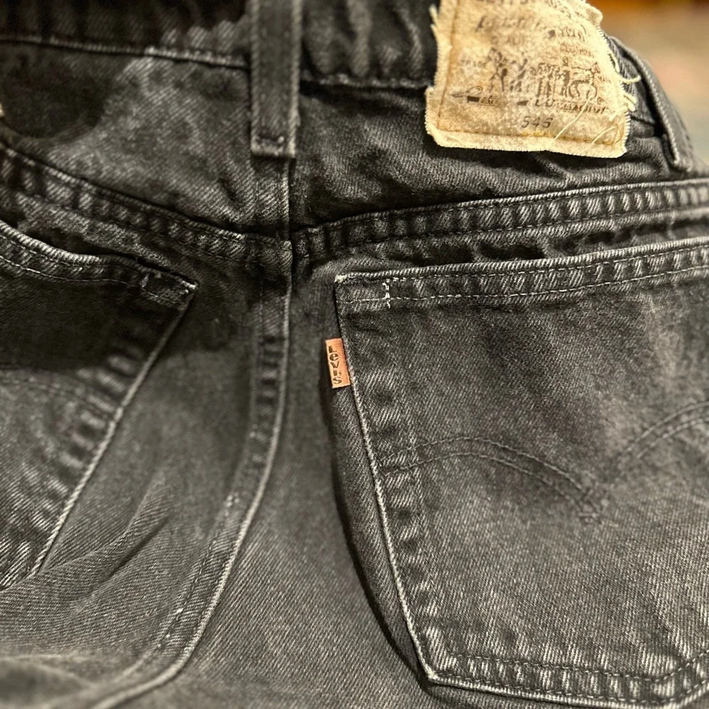 VINTAGE MENS 90’s LEVIS 545 LOOSE FIT MARBLED BLACK ZIP FLY‎ JEANS SZ 32x38